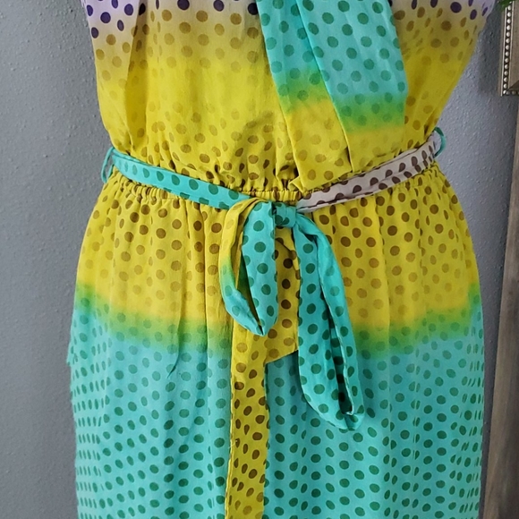 Anthro polkadot pockets midi bow retro dress - Picture 2 of 8